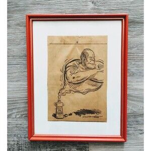 1974 Don Hesse Political Cartoon Pencil Drawing Framed Print Nixon Watergate